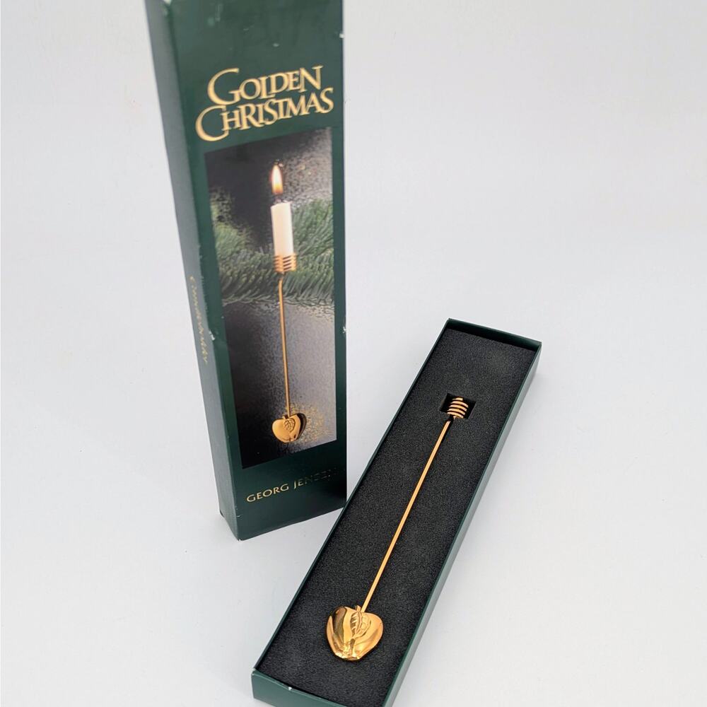 Georg Jensen Apple Christmas Candleholder 2001 Gold Plated Andreas Mikkelsen VTG